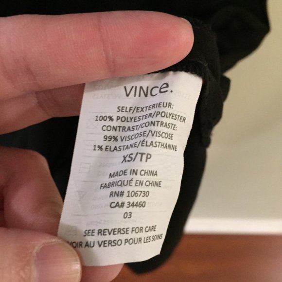 VINCE Contrast Trim Zip Neck Drawstring Dress - Picture 6 of 9